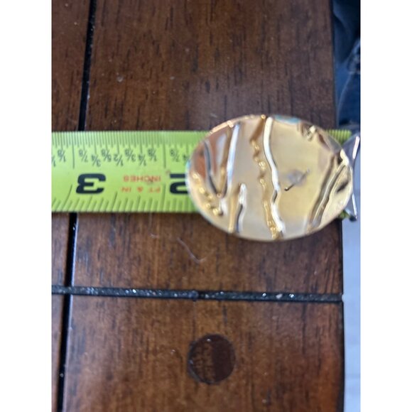 Vintage Pierced Earrings Black Cabochon 80s 90s Gold Tone Etruscan Revival - Picture 12 of 12